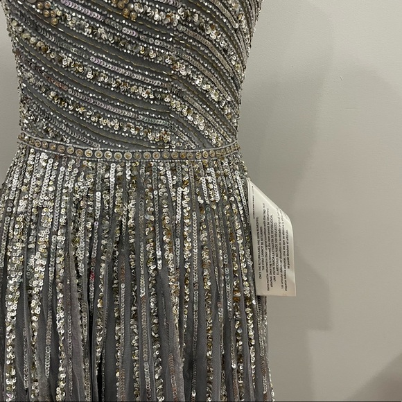 Mac Duggal 5220 Silver Sequin One Shoulder Gown 6 - Picture 9 of 10